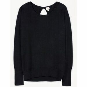 Aritzia Wilfred Cashmere Silk Knit Sweater Black Size XS‎ Back Cut Out Cocette